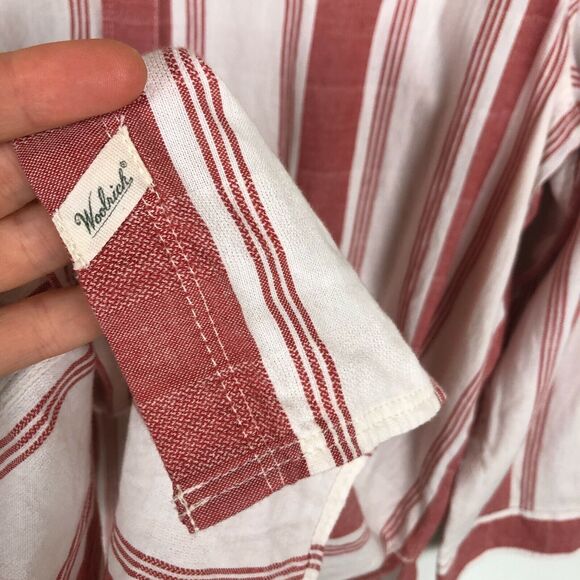 Woolrich Organic Striped Embroidered Button Long Sleeve Tunic Top Women Medium - Picture 4 of 8